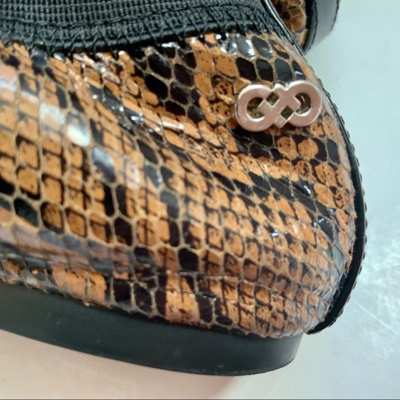 COLE HAAN Black/Brown Reptile Leather Ballet Flats Size 6 - Picture 4 of 6